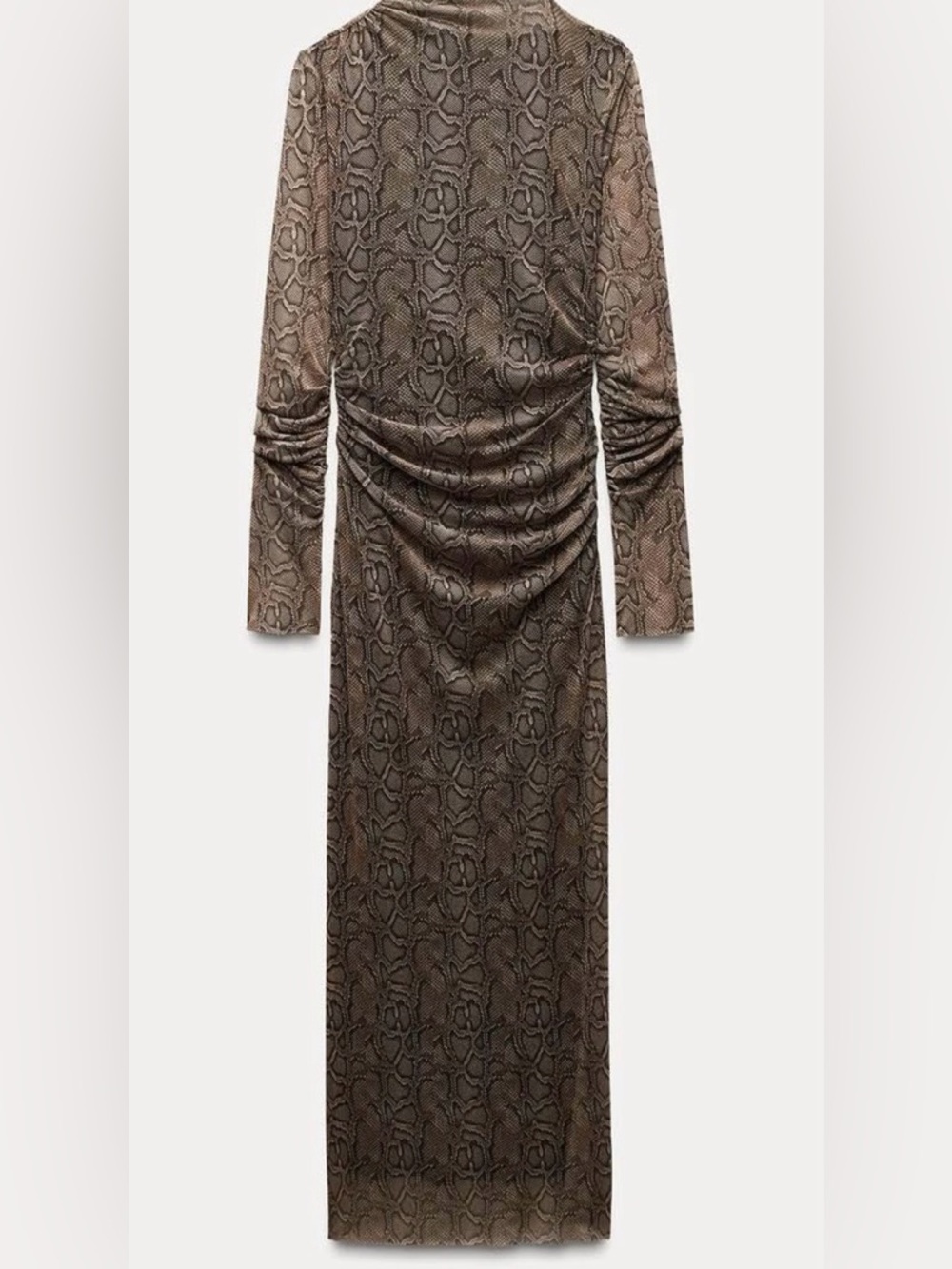 Zara Brown Snakeskin-Print Dress - Picture 3 of 8